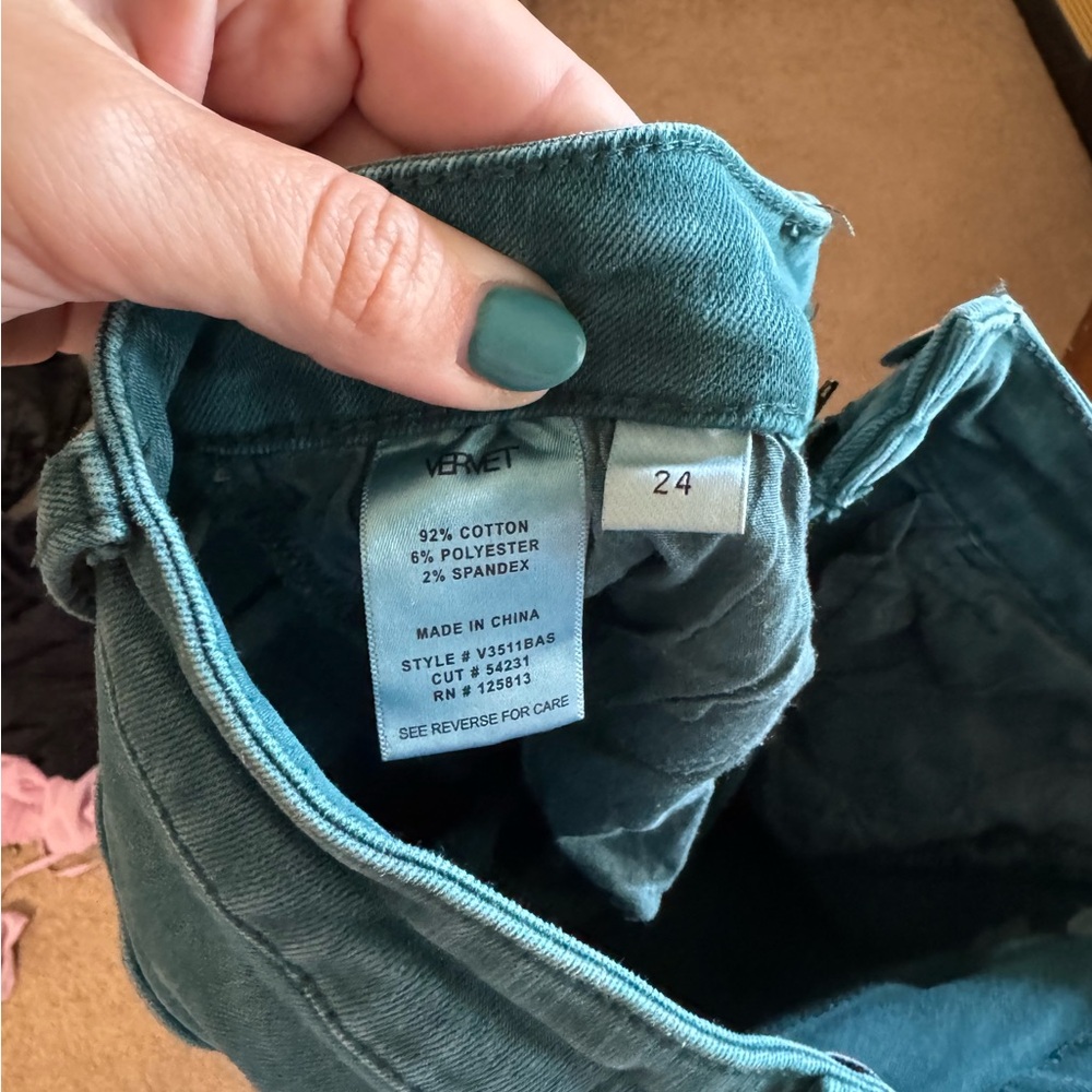 Vervet Teal Raw Hem Denim Jeans - Picture 2 of 6